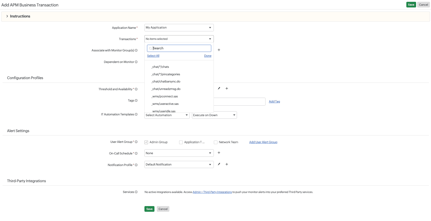 Add APM Business Transaction