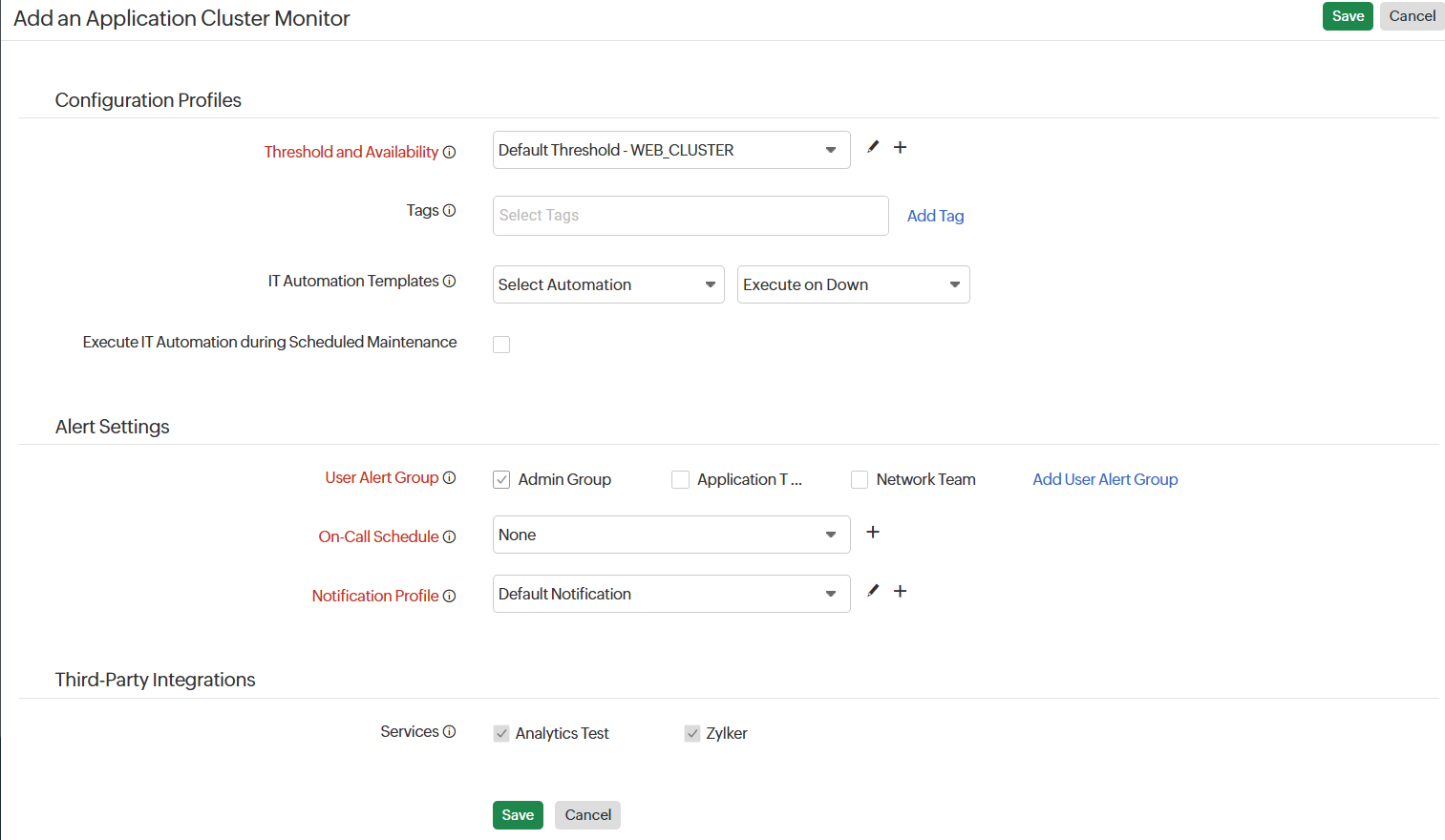 Add Application Cluster Monitor Threshold Add Application Cluster Monitor Threshold