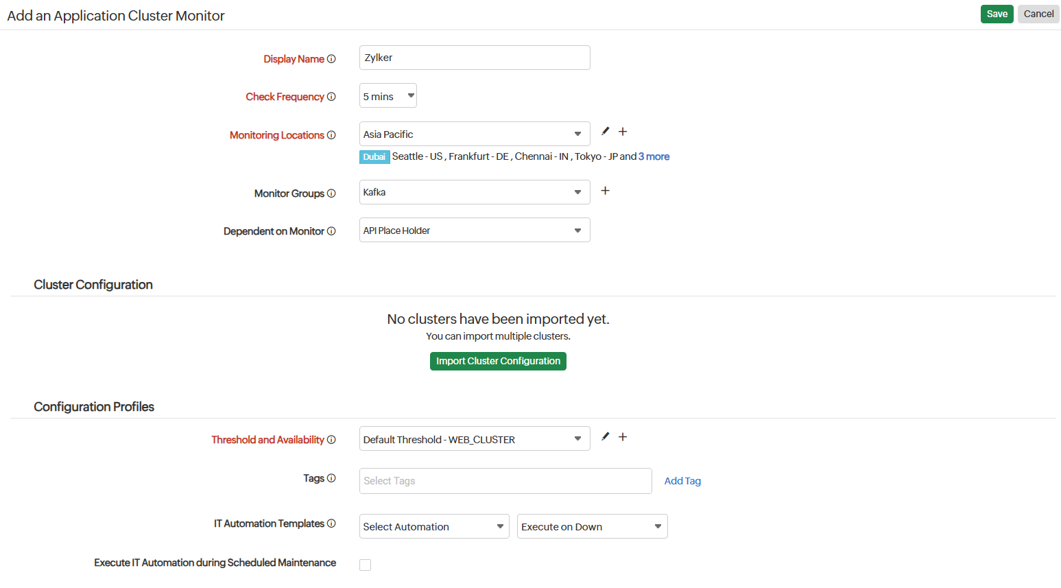Add Application Cluster Monitor Add Application Cluster Monitor