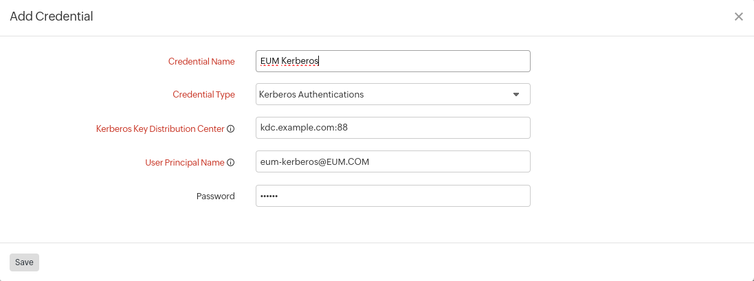 Add Credential for Kerberos