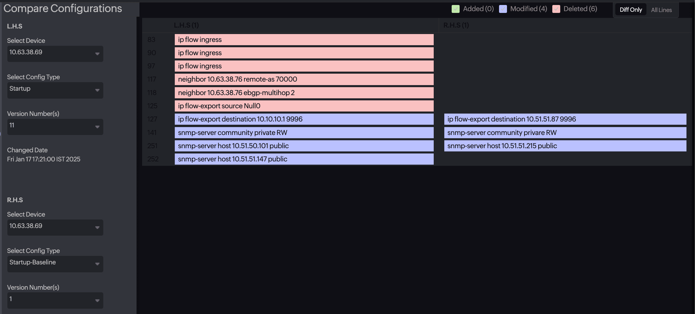 Compare config