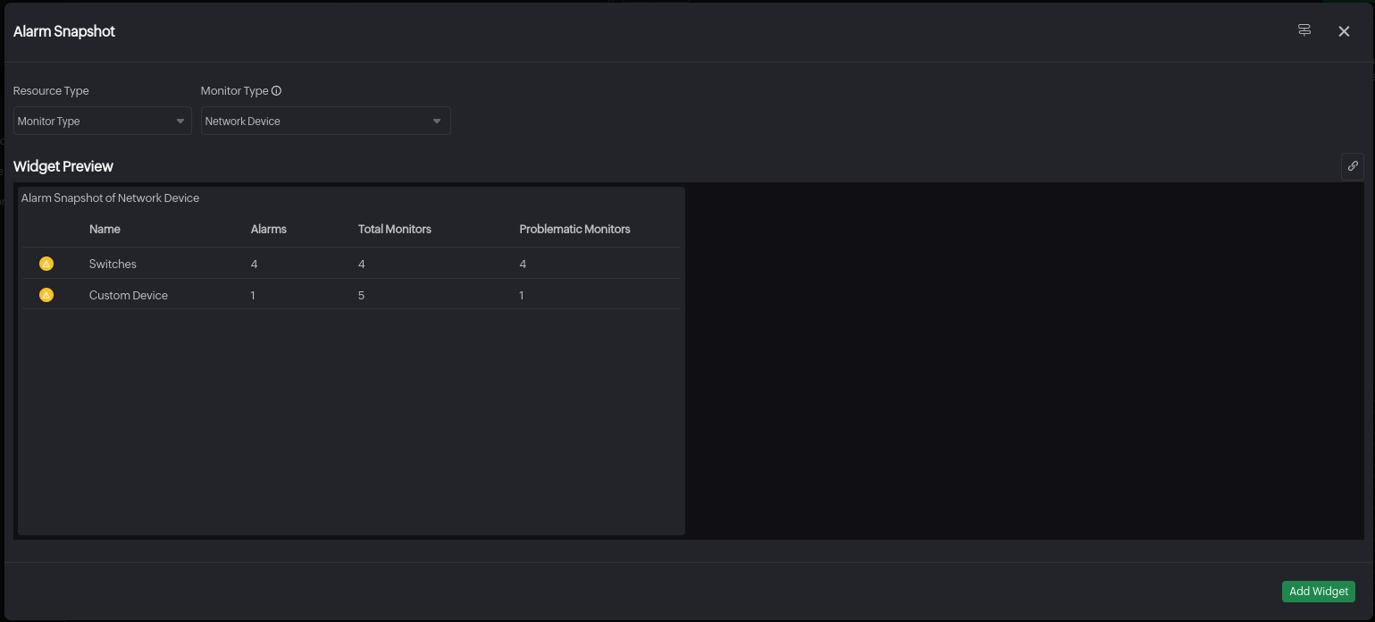 Alarm Snapshot - Monitor Type