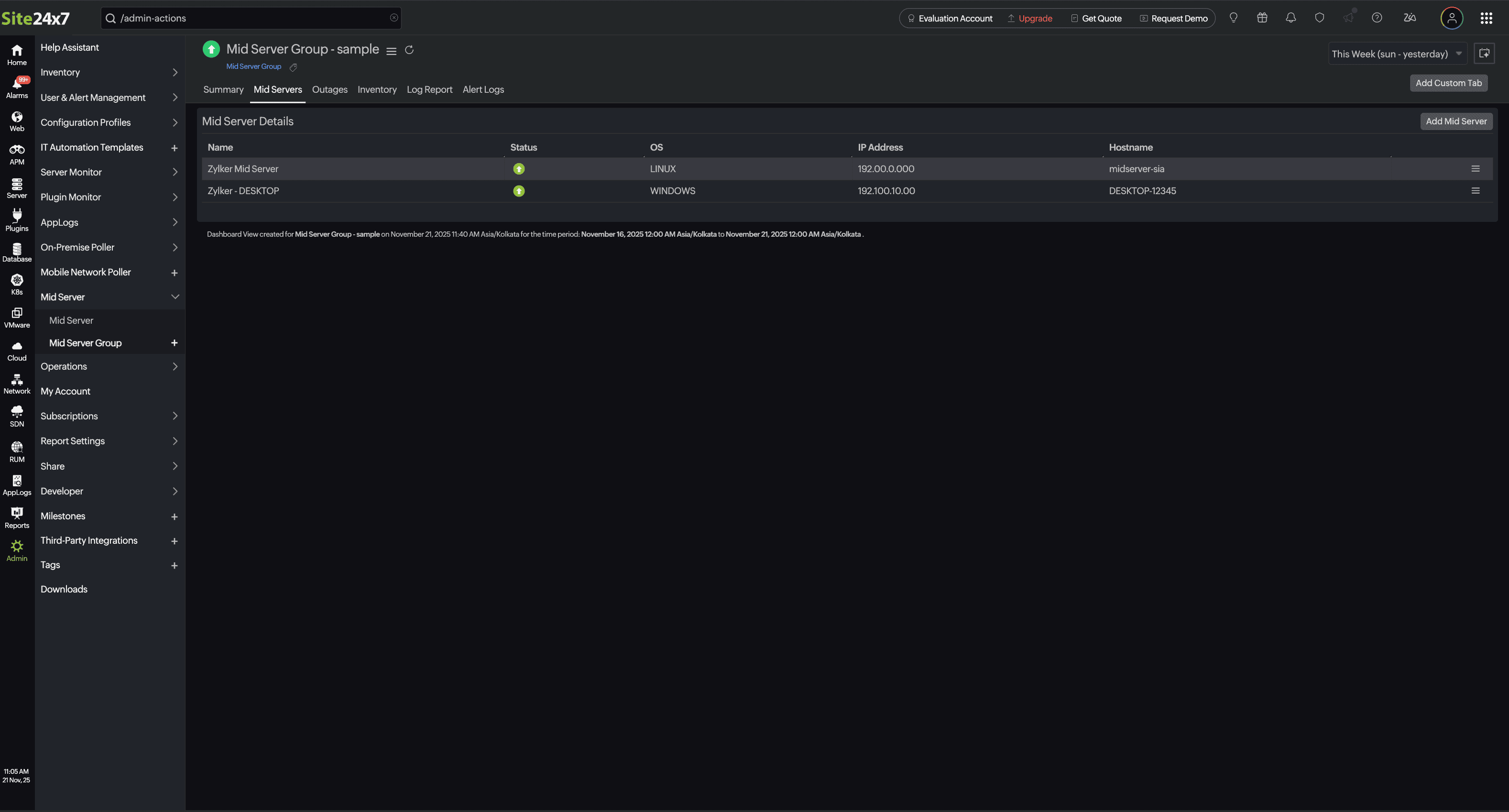 Mid-server group listing Mid-servers