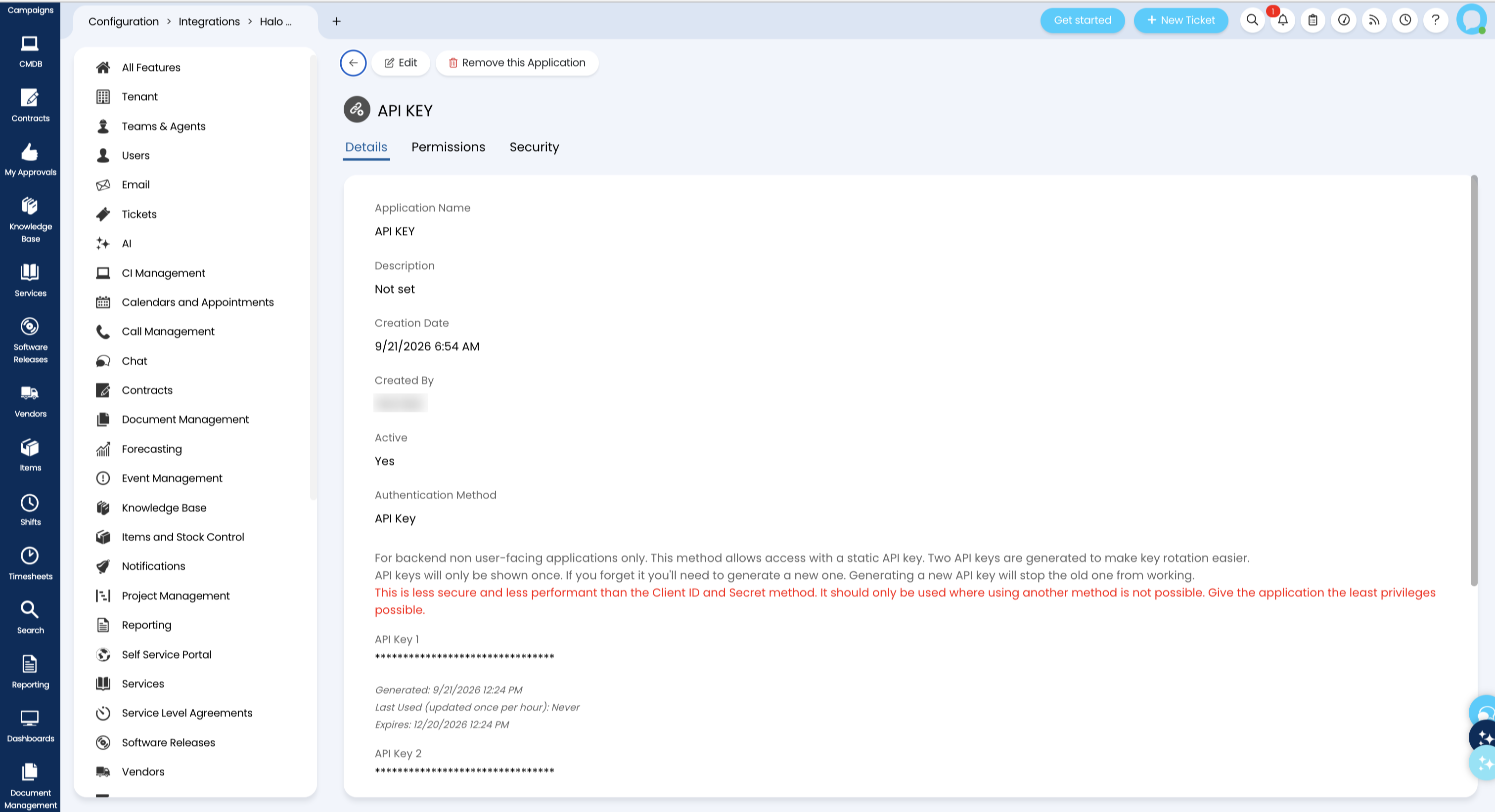 HaloISM API Key HaloISM API Key