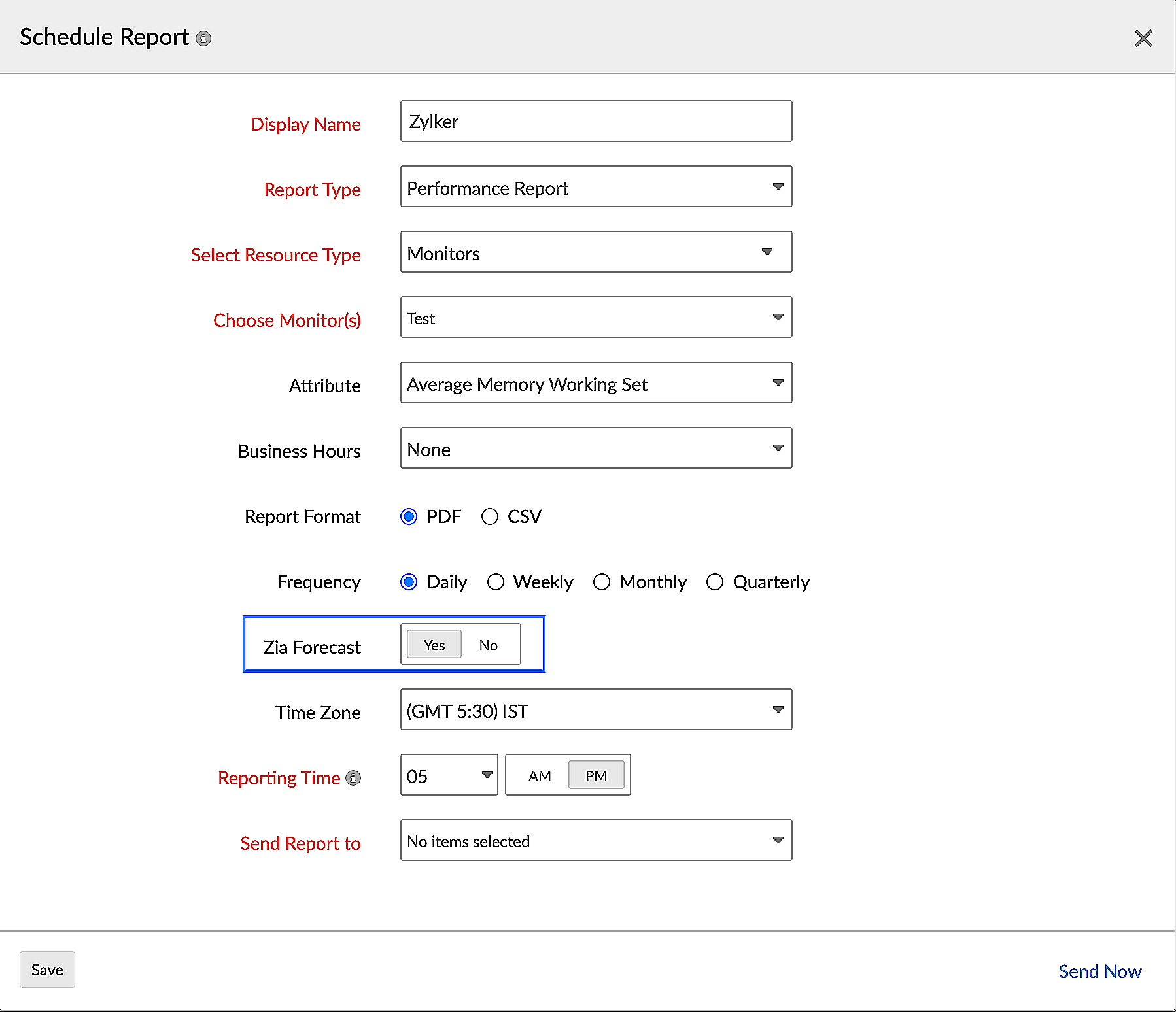 forecast in schedule report