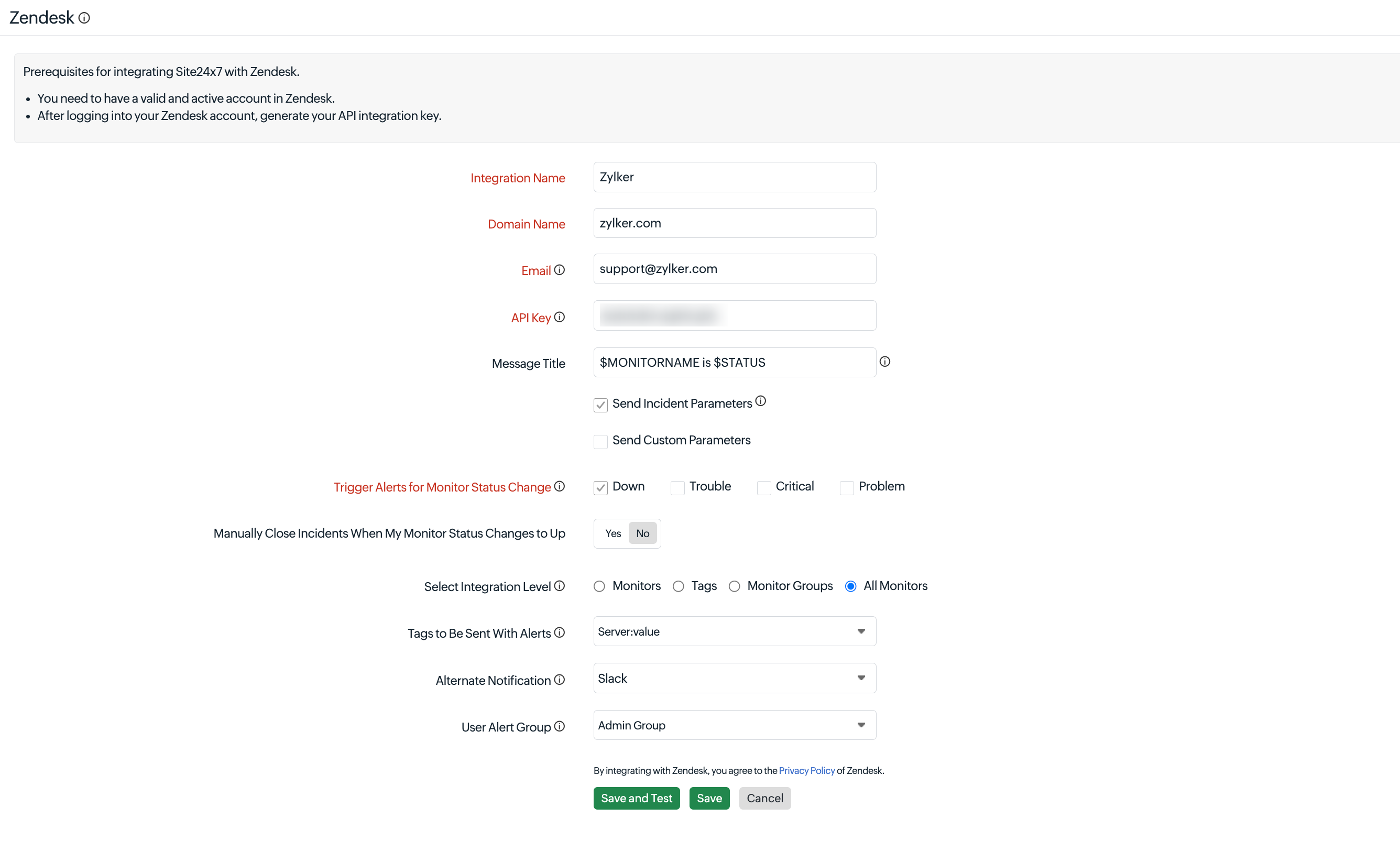 Zendesk integration Zendesk integration