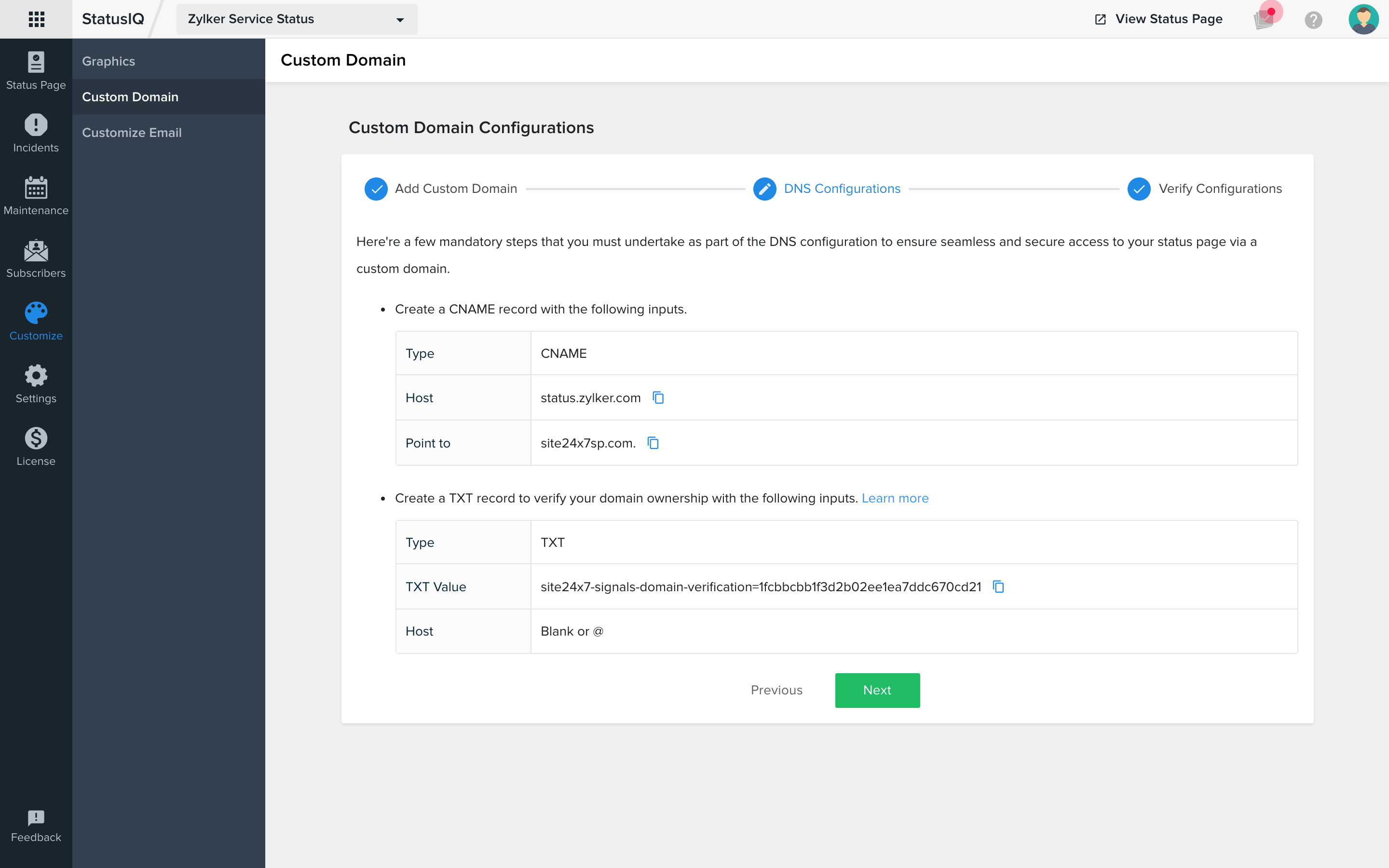 Learn about custom domain dns configurations